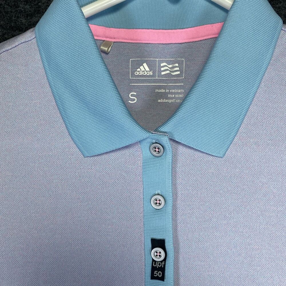 Adidas Women’s Polo Shirt Small Lavender and Teal Golf Athletic Tennis Stretch - Picture 3 of 8